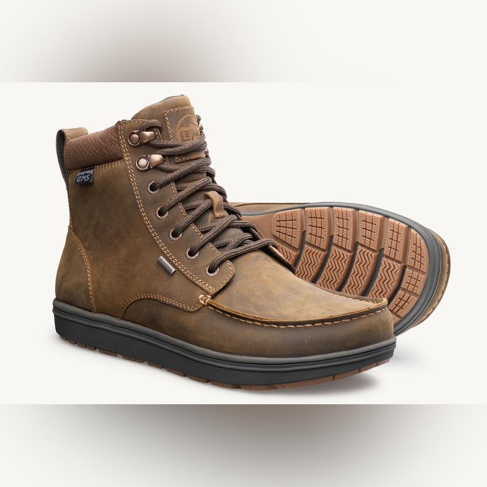 Lems Boulder Boot Waterproof leather Grip Barefoot Boot size 9.5 in Dakota color